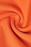 Tangerine Red Fashion Casual Solid Patchwork O-Ausschnitt ärmelloses Kleid