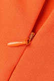 Tangerine Röd Mode Casual Solid Patchwork O-hals ärmlös klänning