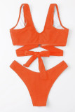 Oranje Sexy Solid Bandage Patchwork Swimwears