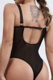 Black Sexy Solid Patchwork See-through Lingerie