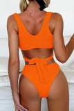 Oranje Sexy Solid Bandage Patchwork Swimwears