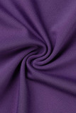 Purple Fashion Casual Solid Frenulum V Neck Regular Jumpsuits