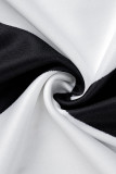 Weißes, modisches, lässiges, ärmelloses Patchwork-Kleid mit O-Ausschnitt