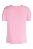 Camisetas com estampa de desenho animado casual rosa moda básica com gola O