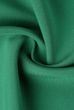 Vert Casual Solide Patchwork Pli Turndown Col Droit Plus La Taille Robes