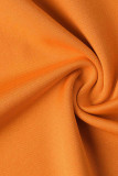 Orange Casual Solid Patchwork Snedkrage Rak Plus Size Klänningar