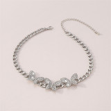 Collares de diamantes de imitación de mariposa de moda de plata