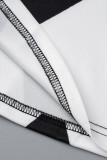 Robe sans manches à col rond et patchwork à imprimé décontracté blanc