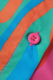 Colour Casual Print Patchwork Buckle Turndown Collar Shirt Dress Dresses