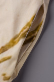 Aprikos Sexig Casual Plus Size Butterfly Print Backless Spaghetti Strap Lång Klänning