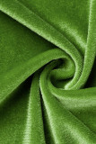 verde casual sólido patchwork cuello con capucha manga larga dos piezas