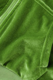 Grüner, lässiger, fester Patchwork-Kapuzenkragen mit langen Ärmeln, zweiteilig