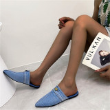 Scarpe comode a punta con patchwork casual alla moda blu intenso