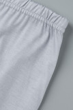 Grigio Moda Casual Street Sportswear Cambio graduale Solid O Neck Plus Size Due pezzi