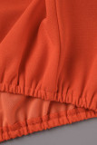 Orange Casual Solid Patchwork Volant V-Ausschnitt Kurzarm Zweiteiler
