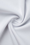 Tops de cuello oblicuo asimétrico de patchwork sólido casual de moda blanca