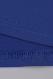 Bunter blauer sexy fester Patchwork-Spaghetti-Träger-ein Schritt-Rock plus Größen-Kleider