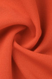 naranja casual sólido patchwork volante cuello en v manga corta dos piezas