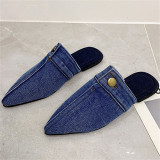Scarpe comode a punta con patchwork casual alla moda blu intenso