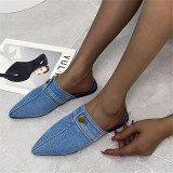 Ljusblå mode Casual Patchwork spetsiga bekväma skor