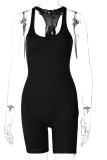 Noir Casual Sportswear Solide Patchwork U Cou Skinny Barboteuses