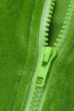 Grüner, lässiger, fester Patchwork-Kapuzenkragen mit langen Ärmeln, zweiteilig