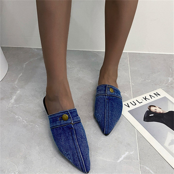 Zapatos cómodos en punta de patchwork casual de moda azul profundo