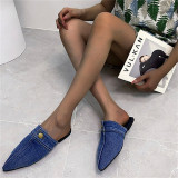 Zapatos cómodos en punta de patchwork casual de moda azul claro