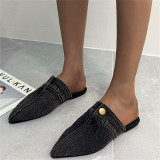 Zapatos cómodos puntiagudos de patchwork casual de moda negro