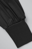 ブラックファッションカジュアルソリッドパッチワーク非対称斜めカラートップス