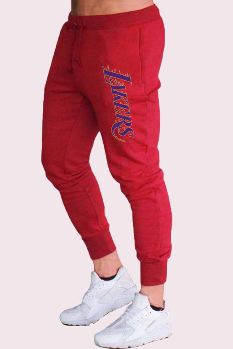 

Red Fashion Sportswear Print Letter Mid Waist Pencil Pants