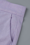 Пурпурный сексуальный сплошной пэчворк с V-образным вырезом и коротким рукавом из двух частей