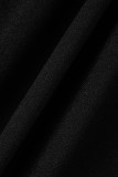 Черные модные рабочие сплошные выдолбленные лоскутные платья с круглым вырезом и юбкой в ​​один шаг