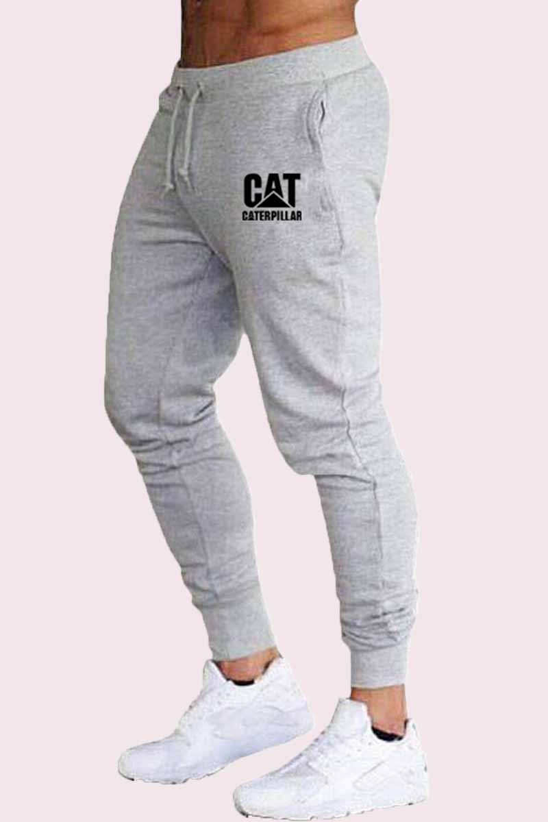 

Grey Fashion Sportswear Print Letter Mid Waist Pencil Pants