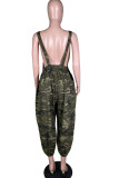 Camouflage Casual Street Print Patchwork Spaghetti Strap Lose Overalls