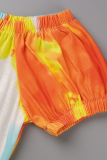 Oranje Fashion Print Patchwork Off-shoulder Harlan Jumpsuits