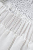 Vestidos sensuais brancos de retalhos sólidos com pregas em tiras de espaguete com alça em linha