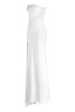 ブルゴーニュファッションセクシーなソリッドパッチワーク背中の開いたスリットストラップレスのイブニングドレス