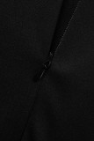 Schwarze Mode Sexy Patchwork Hot Drilling ausgehöhlte rückenfreie Langarm-Kleider mit V-Ausschnitt