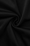 Черное модное сексуальное лоскутное горячее бурение с вырезом на спине и V-образным вырезом с длинным рукавом