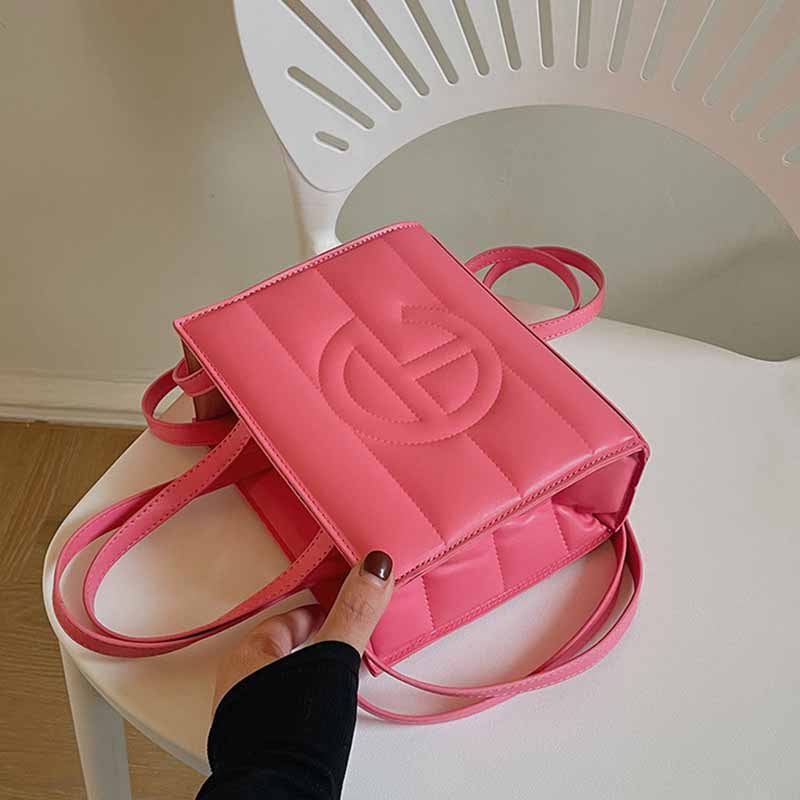 

Rose Red Fashion Street Solid Patchwork Bags