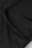 Macacão preto fashion sexy sem costas com decote em V plus size