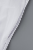ホワイトファッションカジュアルプラスサイズプリントベーシックOネックノースリーブワンピース