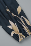 Tibetisch-blaues, modisches, lässiges, schulterfreies, schulterfreies Bandage-Oberteil mit Print