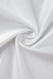 Белое модное сексуальное платье-жилет с рваным V-образным вырезом и буквенным принтом