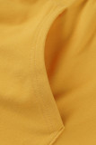 Gelber, lässiger, fester Patchwork-Kapuzenkragen mit langen Ärmeln, zweiteilig