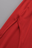 赤いファッションセクシーなソリッドパッチワーク背中の開いたスリットストラップレスのイブニングドレス