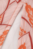 Orange Mode Sexigt Print Patchwork Aftonklänning av axeln