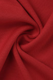 Красные модные повседневные однотонные лоскутные асимметричные топы с косым воротником