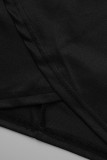 ブラックファッションセクシーなパッチワークホットドリルくり抜かれた背中の開いたVネック長袖ドレス